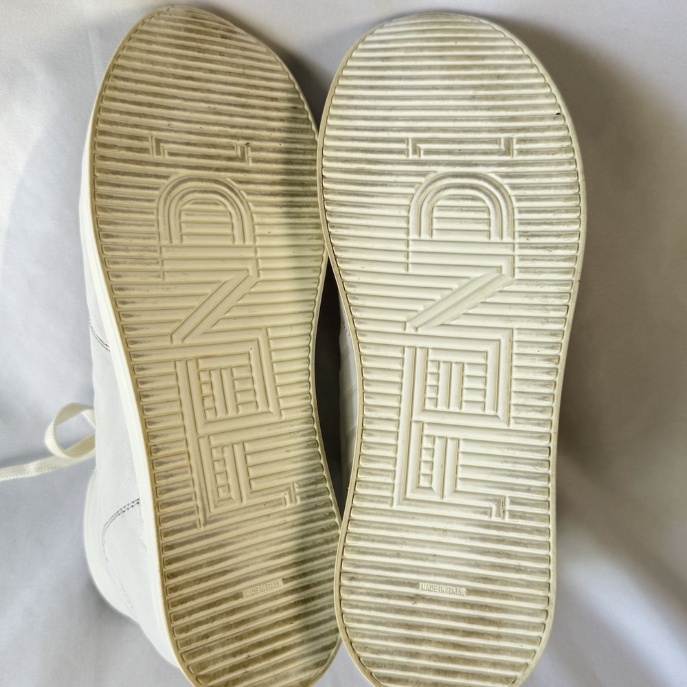 Fendi 8E7045 White High Top Logo Leather Sneakers - Picture 4 of 9